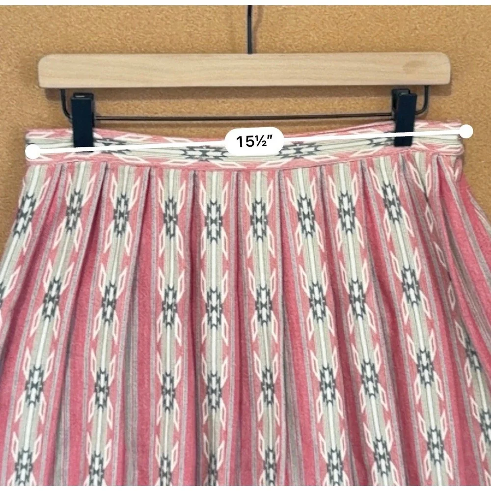Pendleton Pleated Skirt Womens 6 Red Southwestern Aztec‎ Geometric Cotton Skirt